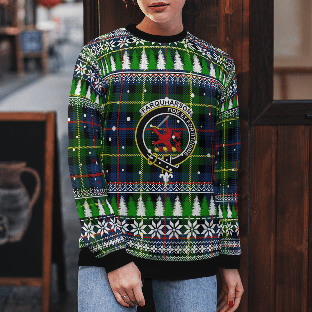 Clan Farquharson Modern Crest Tartan Christmas Ugly Sweater OK69 Farquharson Modern Crest Tartan Tartan Ugly Sweater   