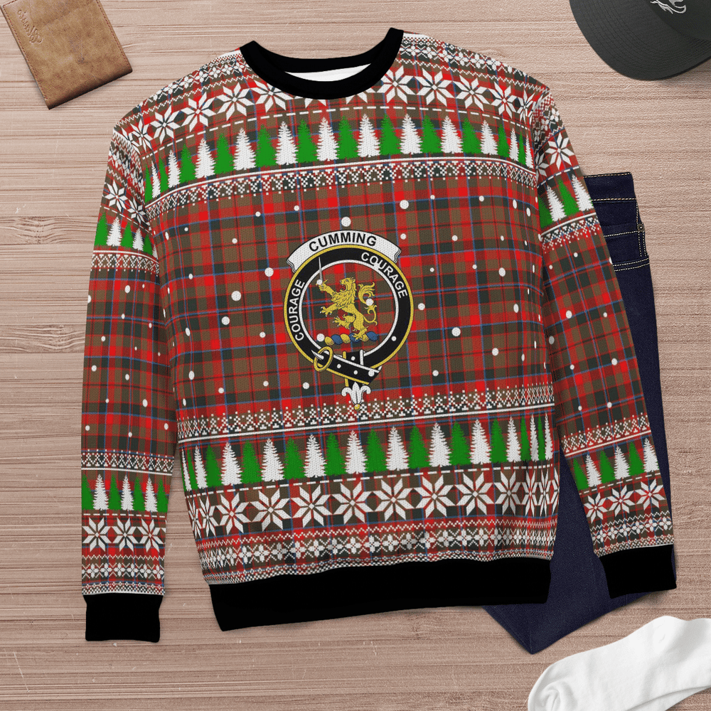 Clan Cumming Hunting Weathered Crest Tartan Christmas Ugly Sweater DV39 Cumming Hunting Weathered Crest Tartan Tartan Ugly Sweater   