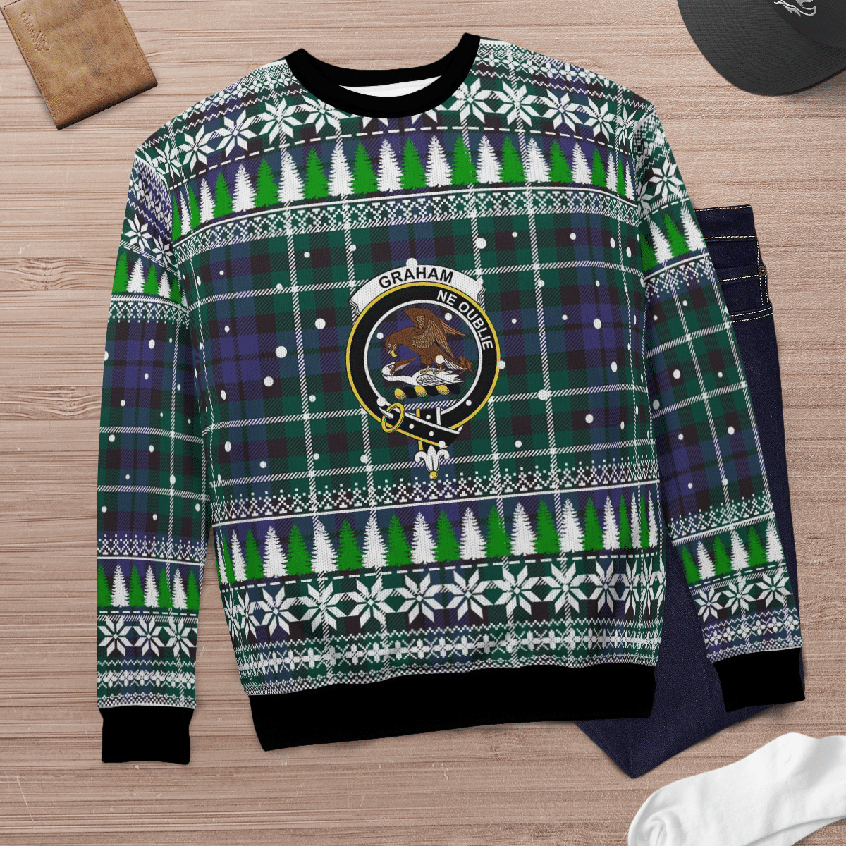 Clan Graham of Montrose Modern Crest Tartan Christmas Ugly Sweater GI81 Graham of Montrose Modern Crest Tartan Tartan Ugly Sweater   