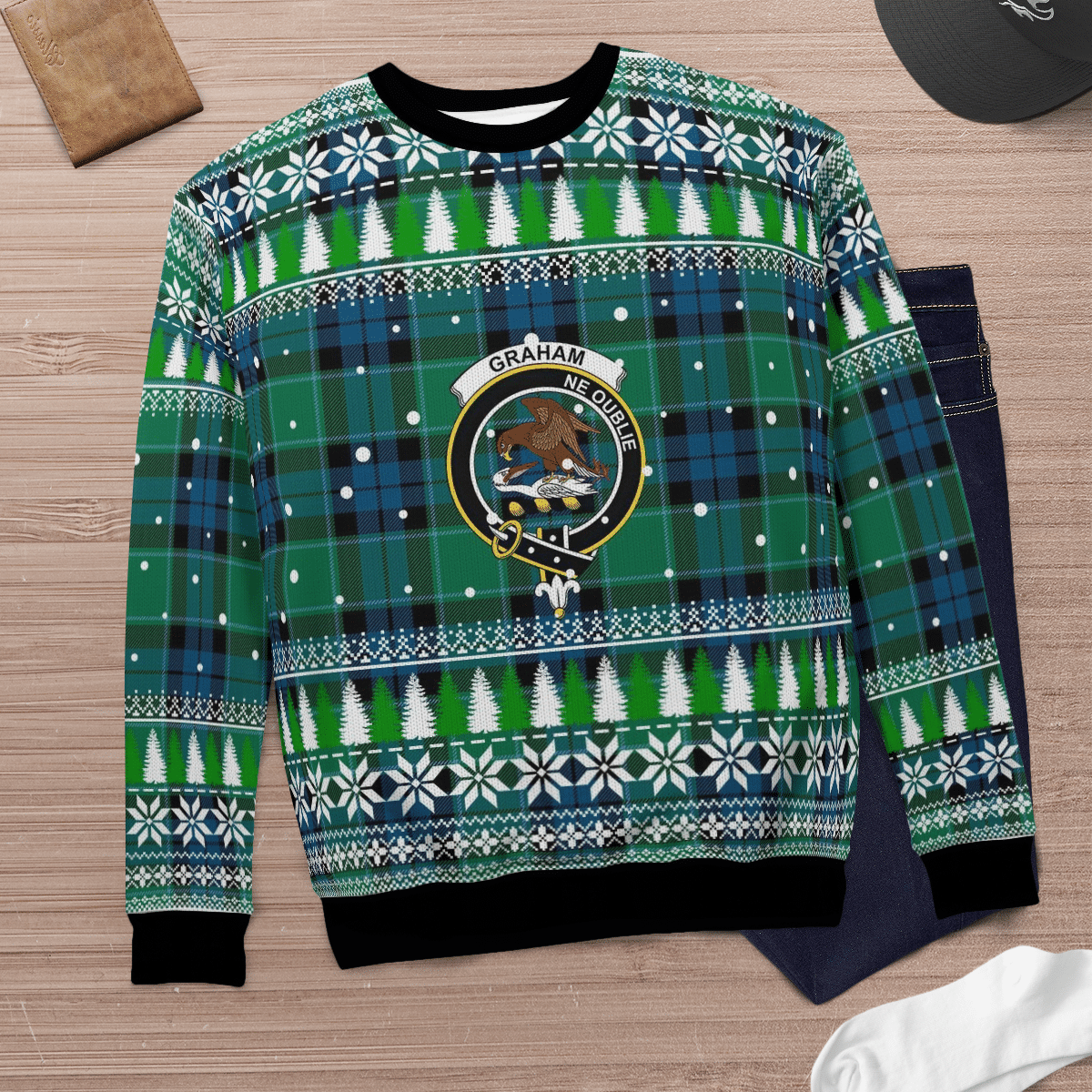 Clan Graham of Menteith Ancient Crest Tartan Christmas Ugly Sweater OR81 Graham of Menteith Ancient Crest Tartan Tartan Ugly Sweater   