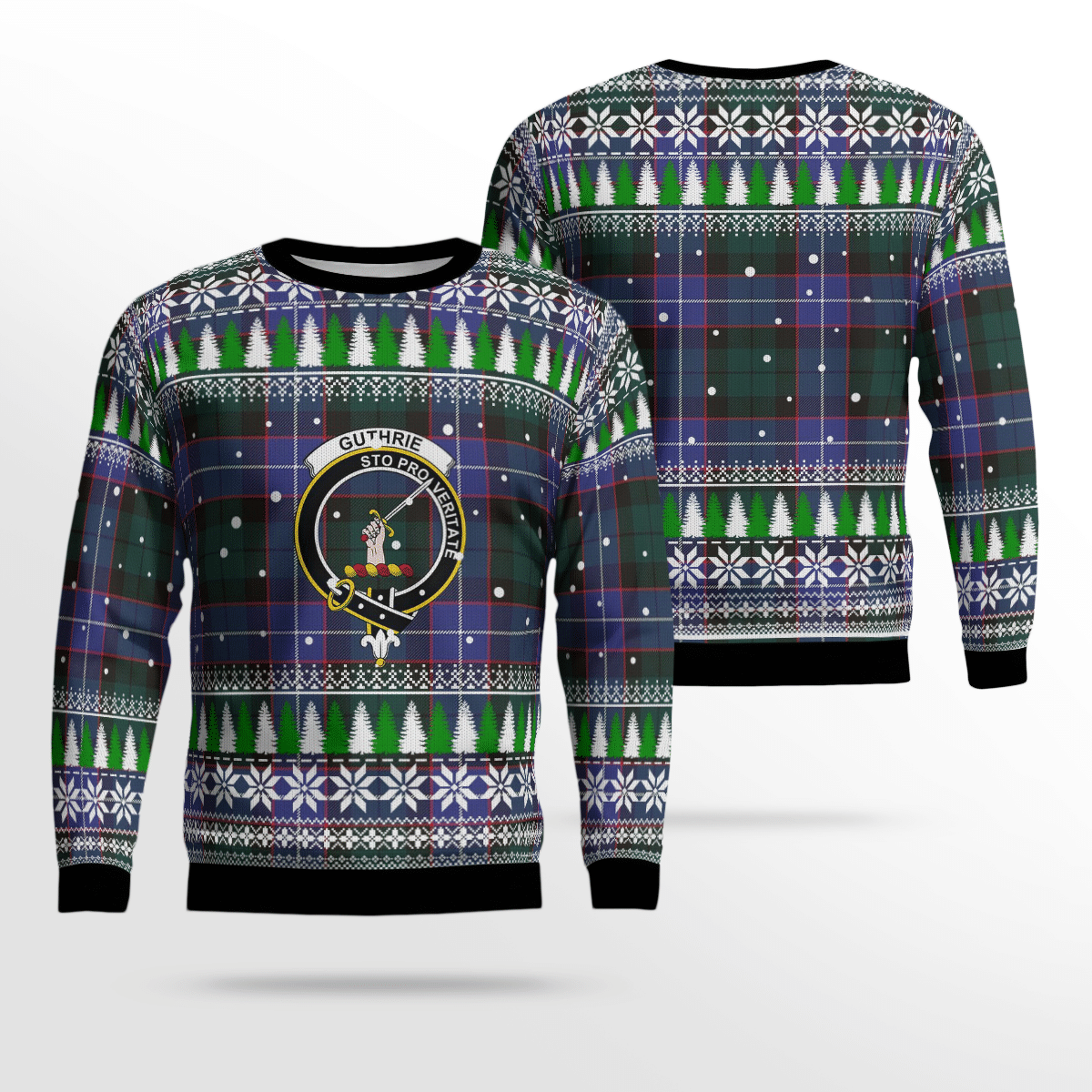 Clan Guthrie Modern Crest Tartan Christmas Ugly Sweater EU39 Guthrie Modern Crest Tartan Tartan Ugly Sweater   