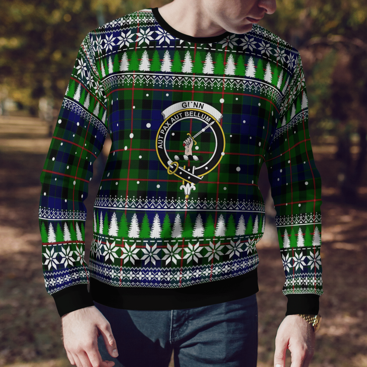 Clan Gunn Modern  Crest Tartan Christmas Ugly Sweater DM49 Gunn Modern Crest Tartan Tartan Ugly Sweater   