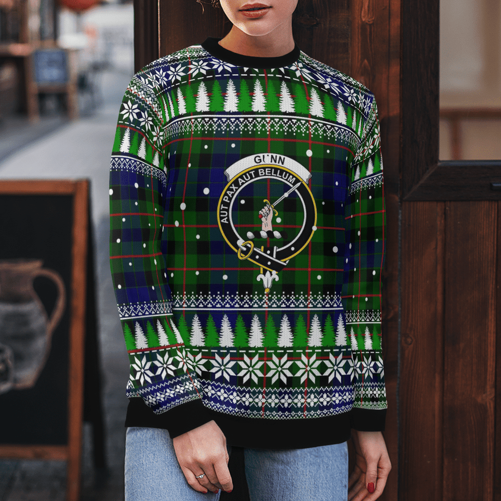 Clan Gunn Modern  Crest Tartan Christmas Ugly Sweater DM49 Gunn Modern Crest Tartan Tartan Ugly Sweater   