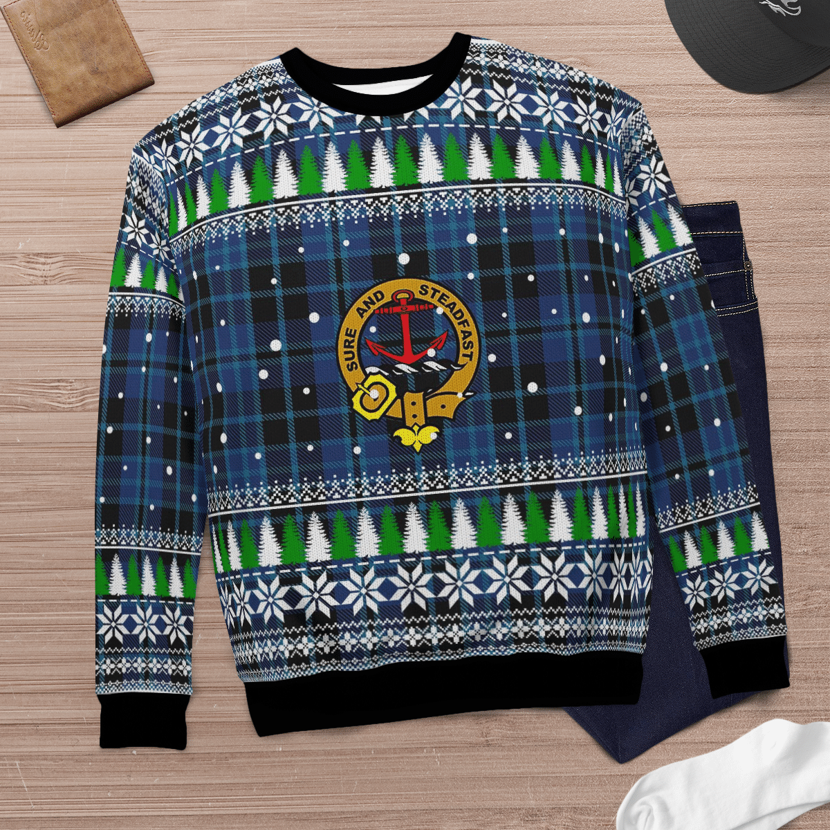 Clan Clark 2 Crest Tartan Christmas Ugly Sweater EC16 Clark 2 Crest Tartan Tartan Ugly Sweater   
