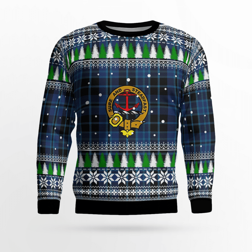 Clan Clark 2 Crest Tartan Christmas Ugly Sweater EC16 Clark 2 Crest Tartan Tartan Ugly Sweater   