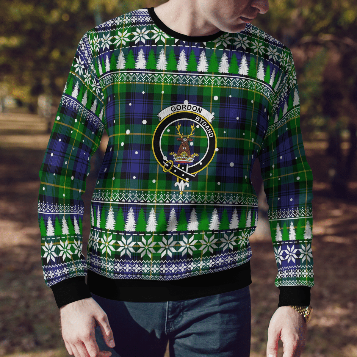 Clan Gordon Modern Crest Tartan Christmas Ugly Sweater PO54 Gordon Modern Crest Tartan Tartan Ugly Sweater   