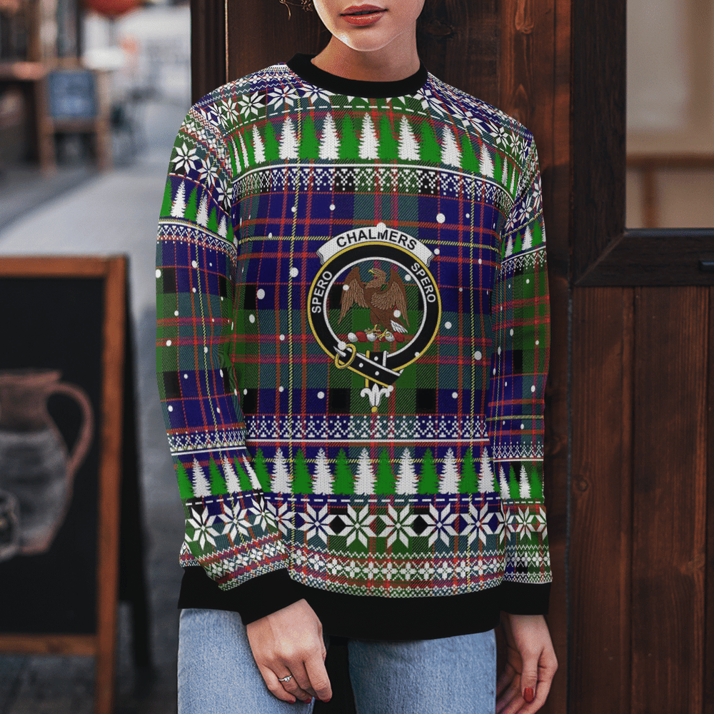 Clan Chalmer Crest Tartan Christmas Ugly Sweater QE12 Chalmer Crest Tartan Tartan Ugly Sweater   