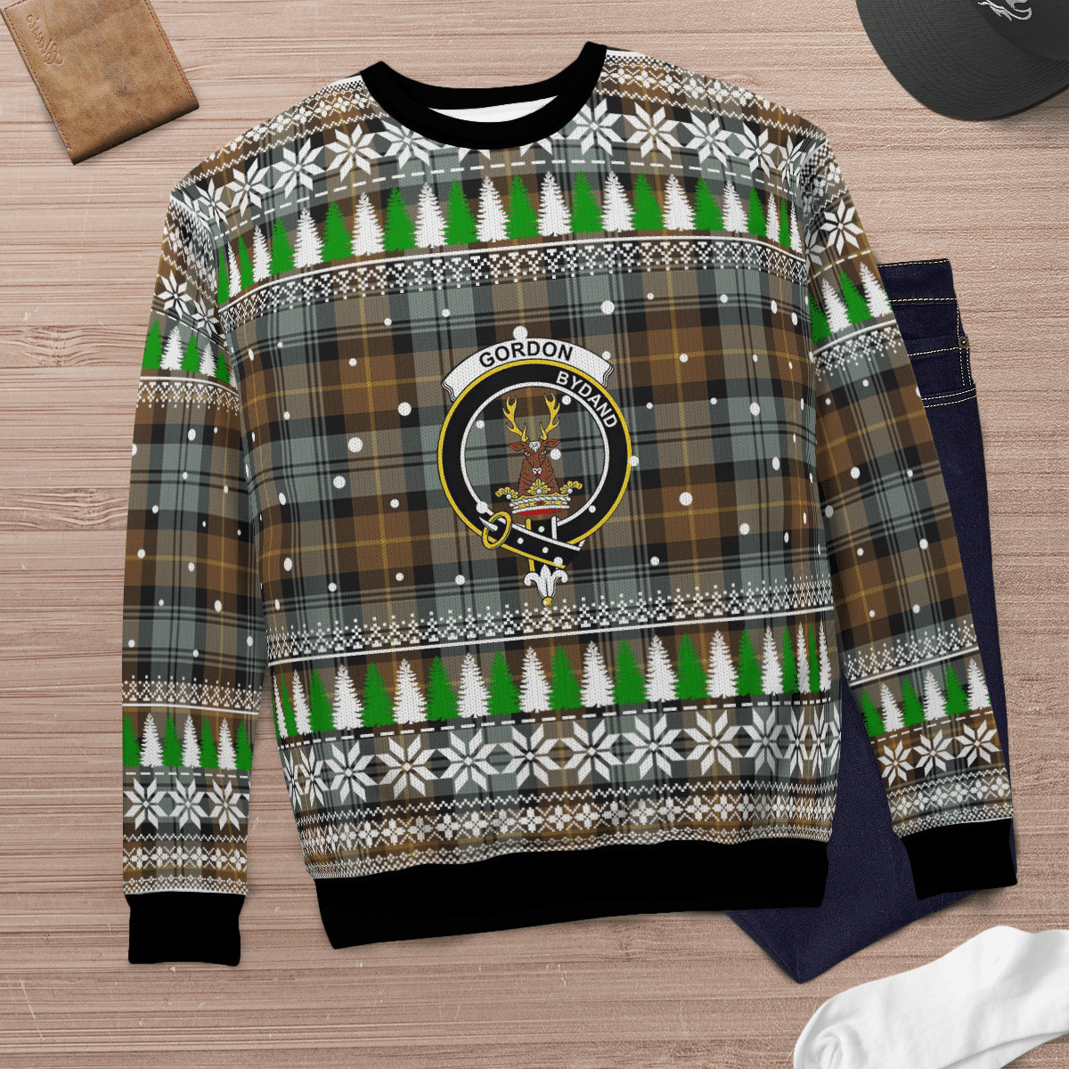 Clan Gordon Weathered Crest Tartan Christmas Ugly Sweater OD41 Gordon Weathered Crest Tartan Tartan Ugly Sweater   