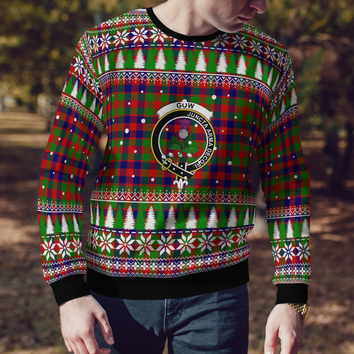 Clan Gow (or McGouan) Crest Tartan Christmas Ugly Sweater BR91 Gow (or McGouan) Crest Tartan Tartan Ugly Sweater   