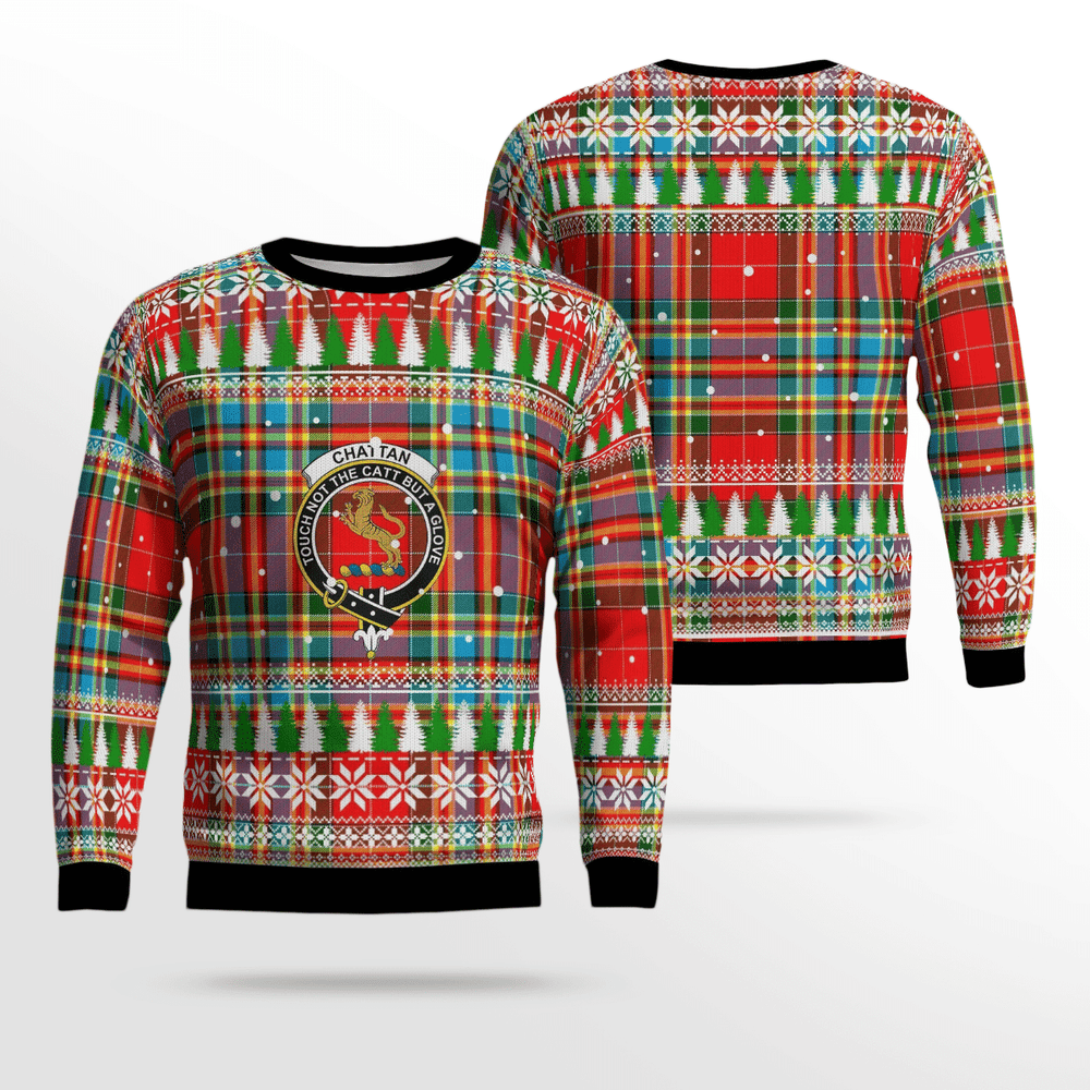 Clan Chattan Crest Tartan Christmas Ugly Sweater JO12 Chattan Crest Tartan Tartan Ugly Sweater   