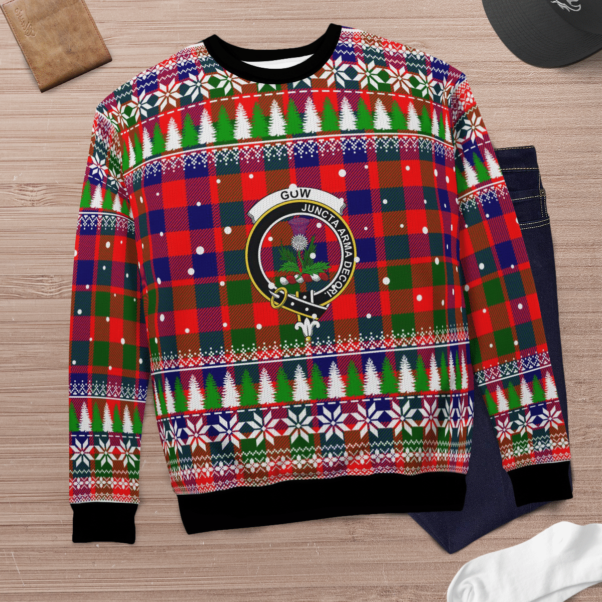 Clan Gow Modern Crest Tartan Christmas Ugly Sweater PU46 Gow Modern Crest Tartan Tartan Ugly Sweater   