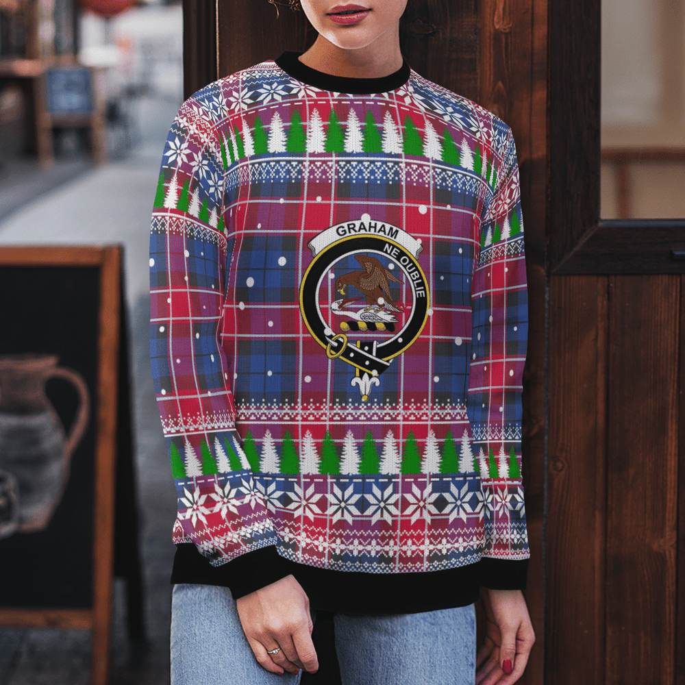 Clan Graham of Menteith Red Crest Tartan Christmas Ugly Sweater VQ97 Graham of Menteith Red Crest Tartan Tartan Ugly Sweater   