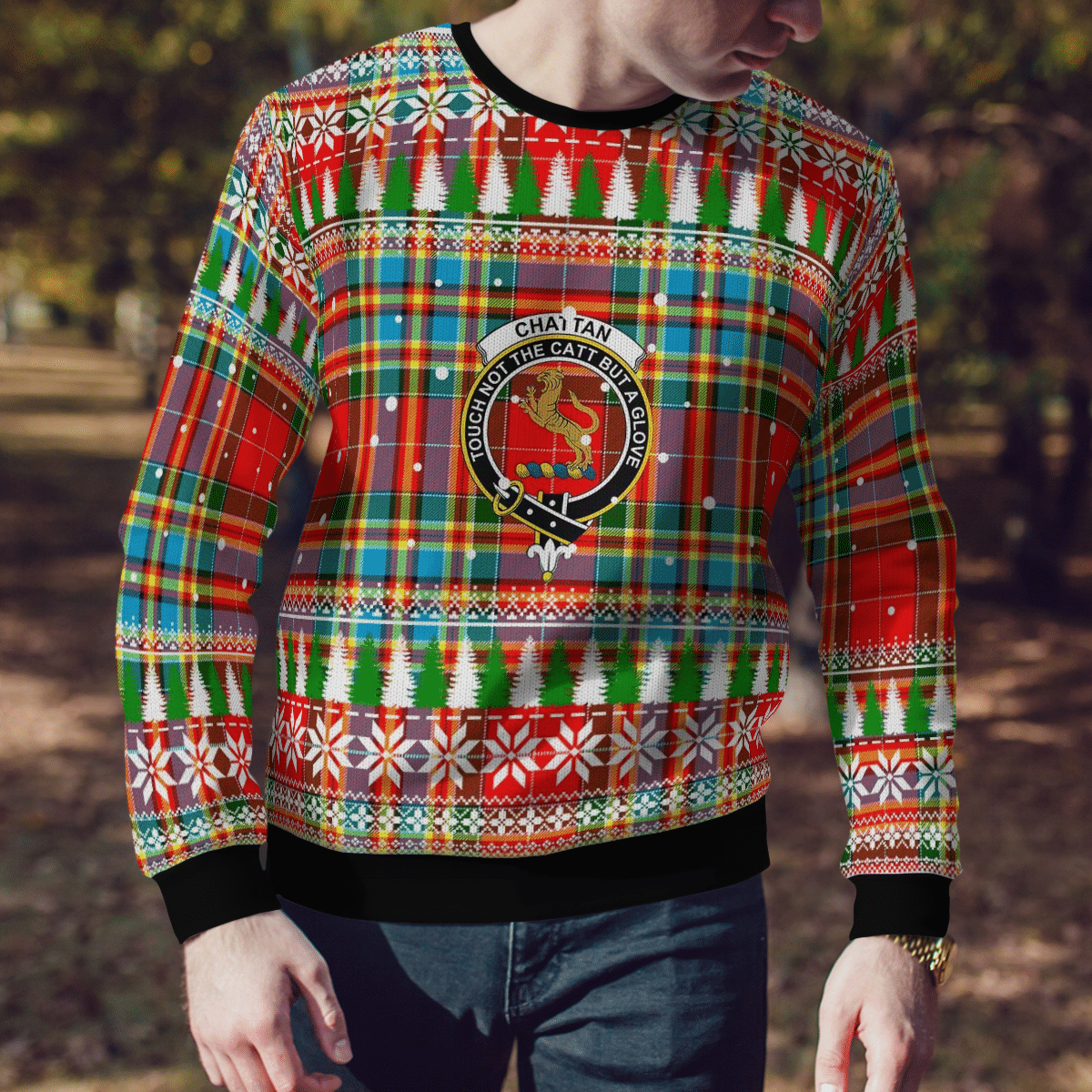 Clan Chattan Crest Tartan Christmas Ugly Sweater JO12 Chattan Crest Tartan Tartan Ugly Sweater   