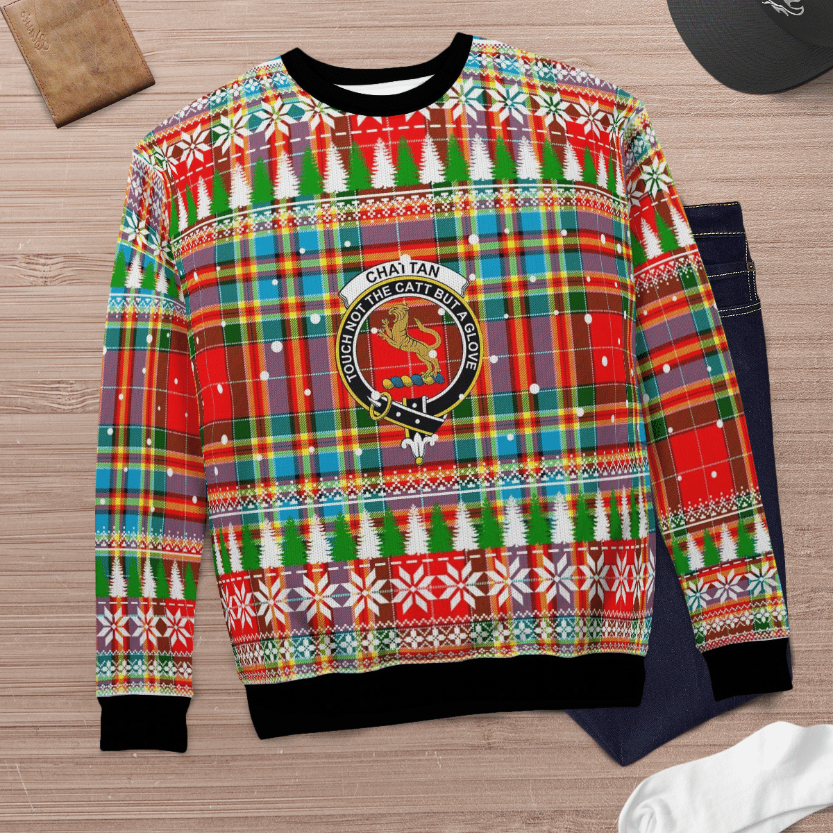 Clan Chattan Crest Tartan Christmas Ugly Sweater JO12 Chattan Crest Tartan Tartan Ugly Sweater   