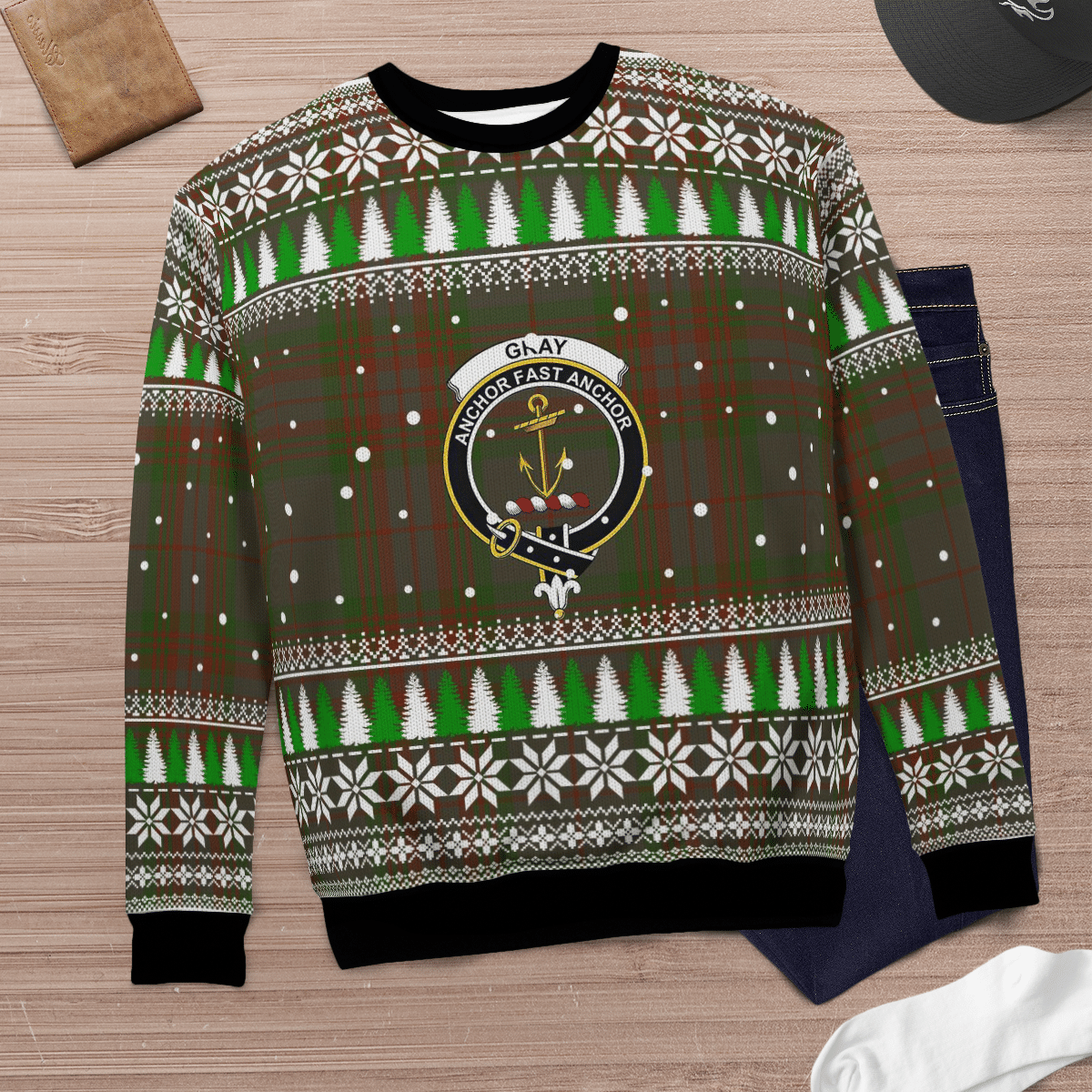 Clan Gray Crest Tartan Christmas Ugly Sweater DV86 Gray Crest Tartan Tartan Ugly Sweater   
