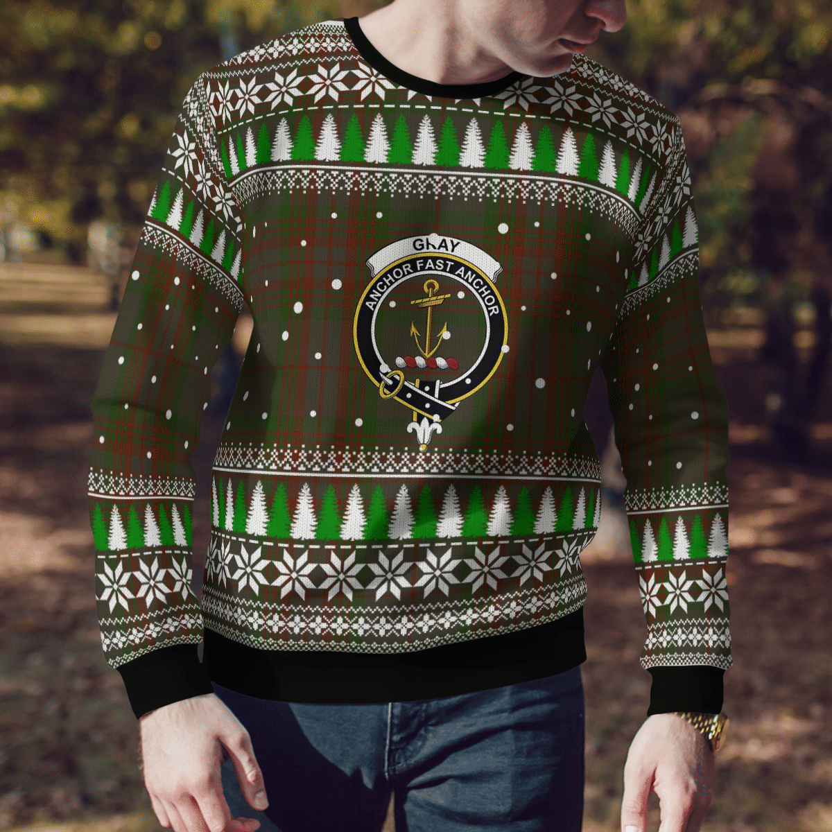 Clan Gray Crest Tartan Christmas Ugly Sweater DV86 Gray Crest Tartan Tartan Ugly Sweater   