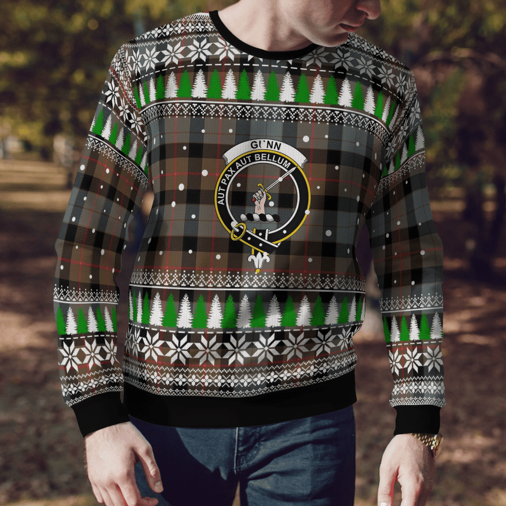 Clan Gunn Weathered Crest Tartan Christmas Ugly Sweater DI62 Gunn Weathered Crest Tartan Tartan Ugly Sweater   
