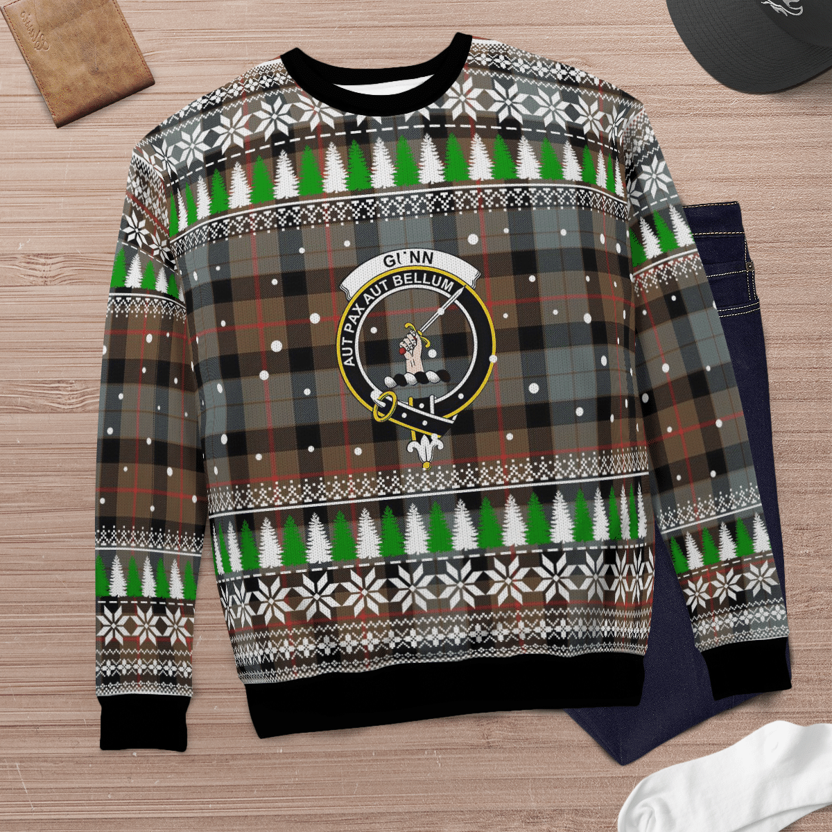Clan Gunn Weathered Crest Tartan Christmas Ugly Sweater DI62 Gunn Weathered Crest Tartan Tartan Ugly Sweater   