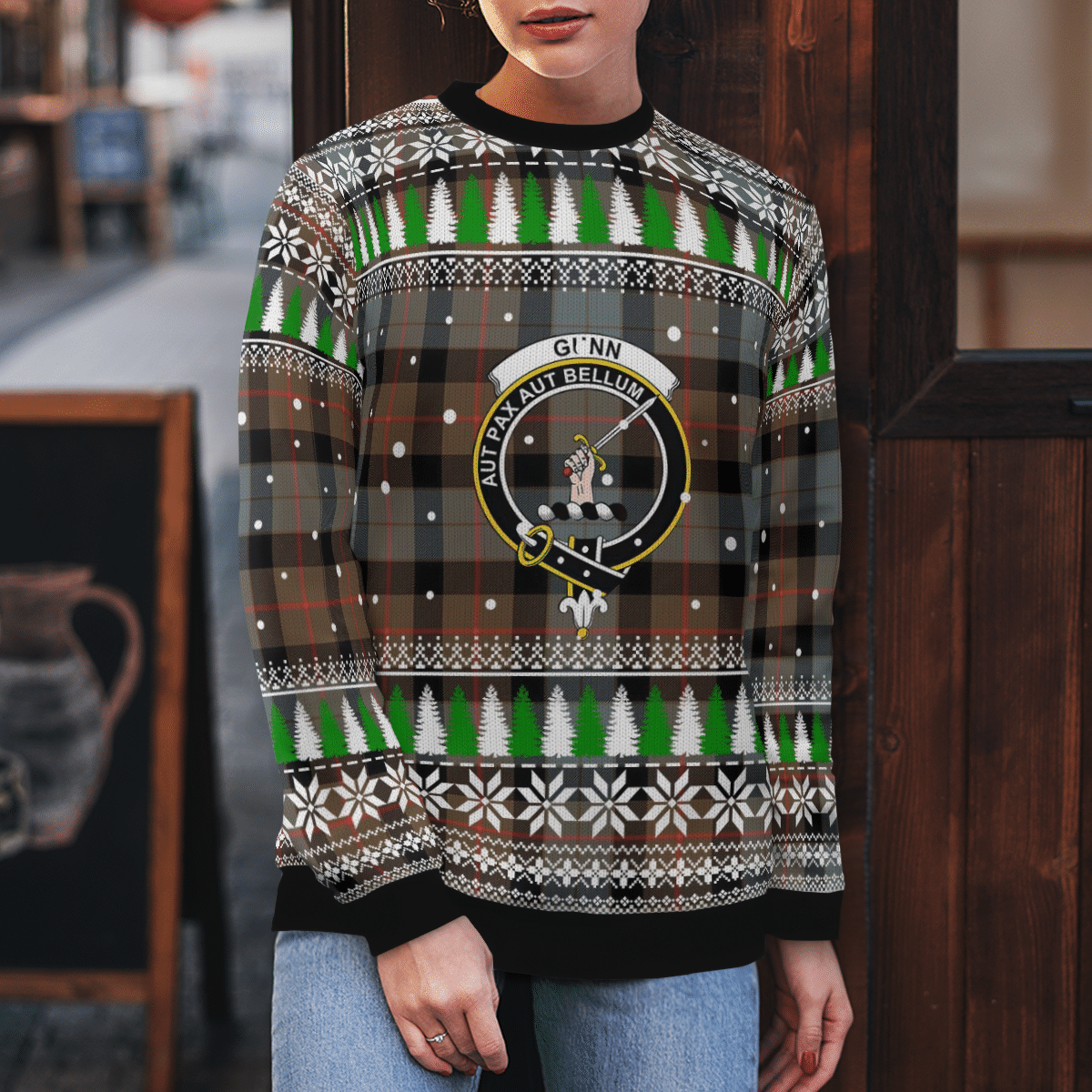 Clan Gunn Weathered Crest Tartan Christmas Ugly Sweater DI62 Gunn Weathered Crest Tartan Tartan Ugly Sweater   