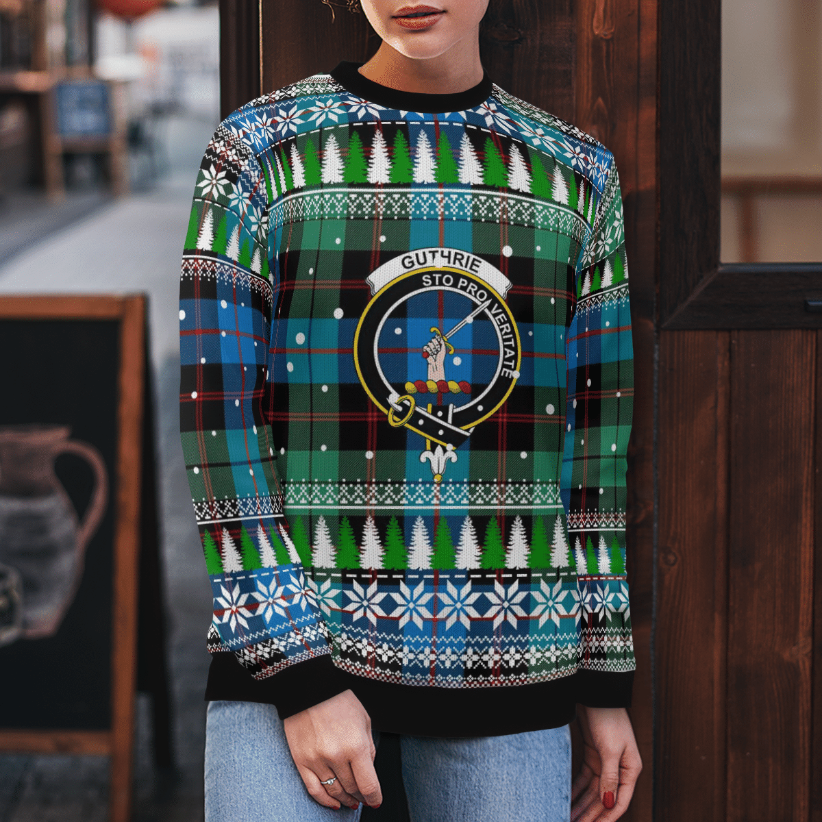 Clan Guthrie Ancient Crest Tartan Christmas Ugly Sweater MK40 Guthrie Ancient Crest Tartan Tartan Ugly Sweater   