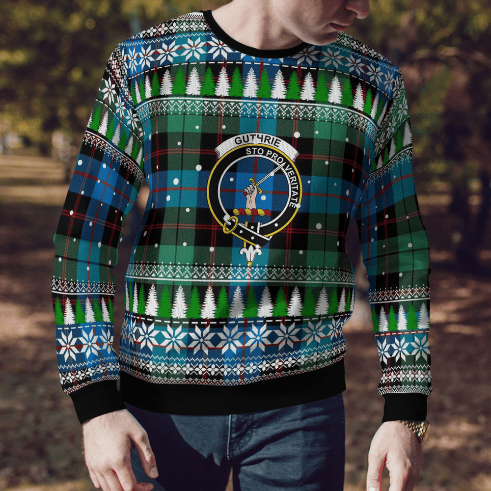 Clan Guthrie Ancient Crest Tartan Christmas Ugly Sweater MK40 Guthrie Ancient Crest Tartan Tartan Ugly Sweater   