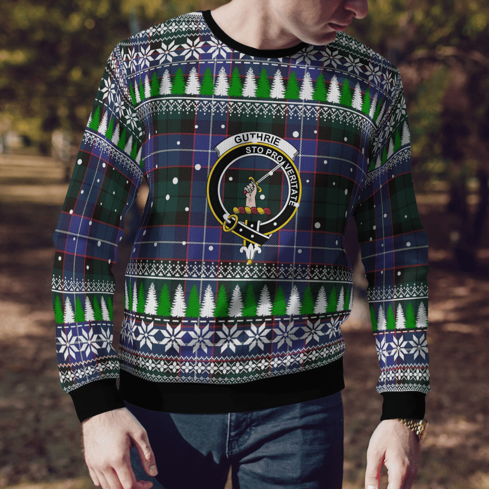 Clan Guthrie Modern Crest Tartan Christmas Ugly Sweater EU39 Guthrie Modern Crest Tartan Tartan Ugly Sweater   