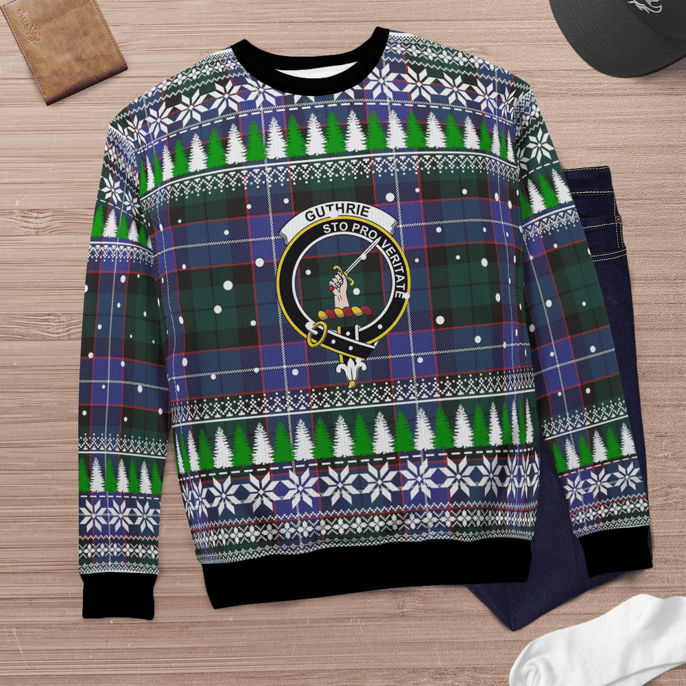 Clan Guthrie Modern Crest Tartan Christmas Ugly Sweater EU39 Guthrie Modern Crest Tartan Tartan Ugly Sweater   