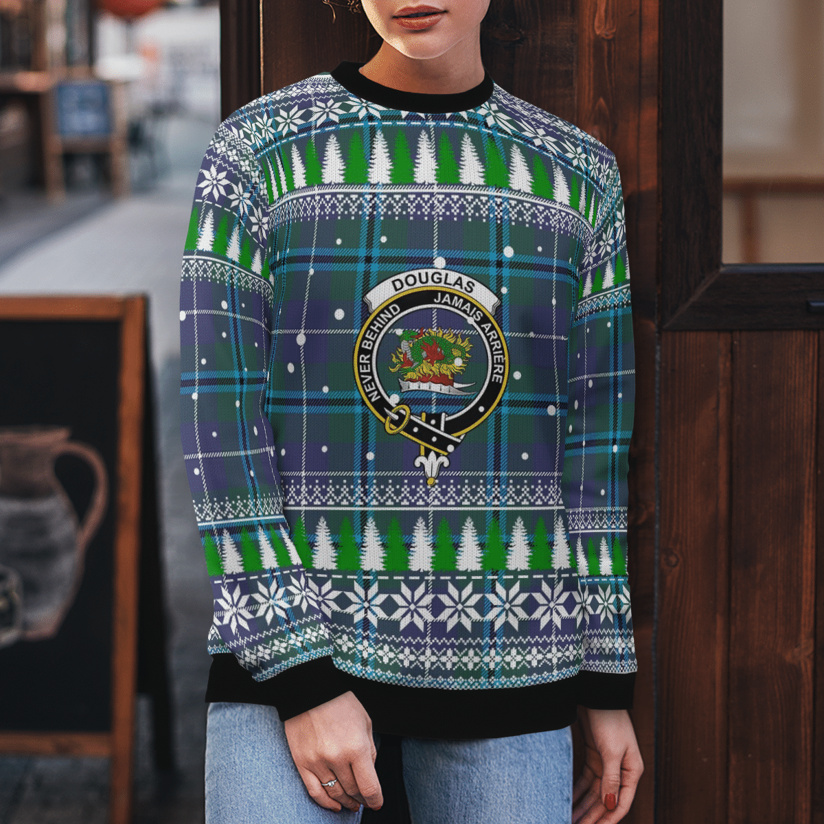 Clan Douglas Modern Crest Tartan Christmas Ugly Sweater XZ59 Douglas Modern Crest Tartan Tartan Ugly Sweater   