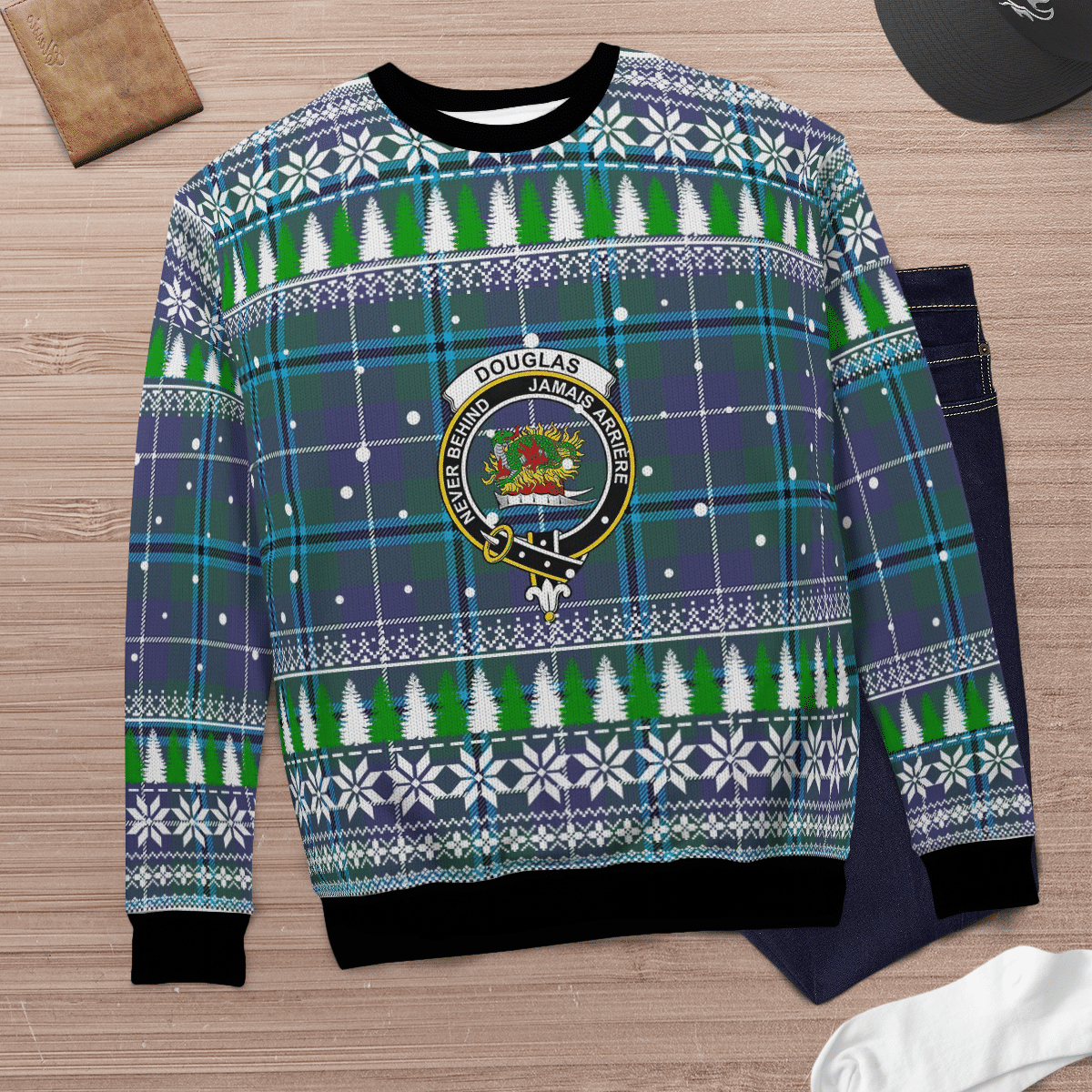 Clan Douglas Modern Crest Tartan Christmas Ugly Sweater XZ59 Douglas Modern Crest Tartan Tartan Ugly Sweater   