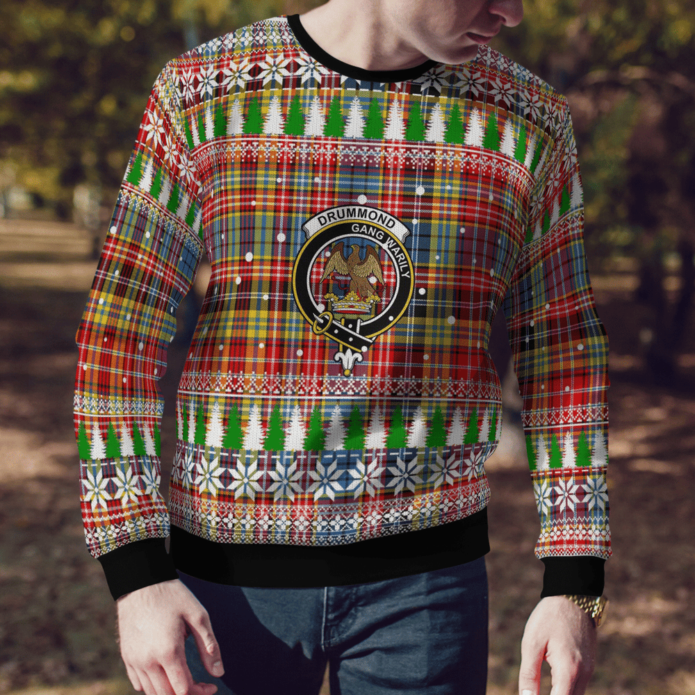 Clan Drummond of Strathallan Crest Tartan Christmas Ugly Sweater AH59 Drummond of Strathallan Crest Tartan Tartan Ugly Sweater   