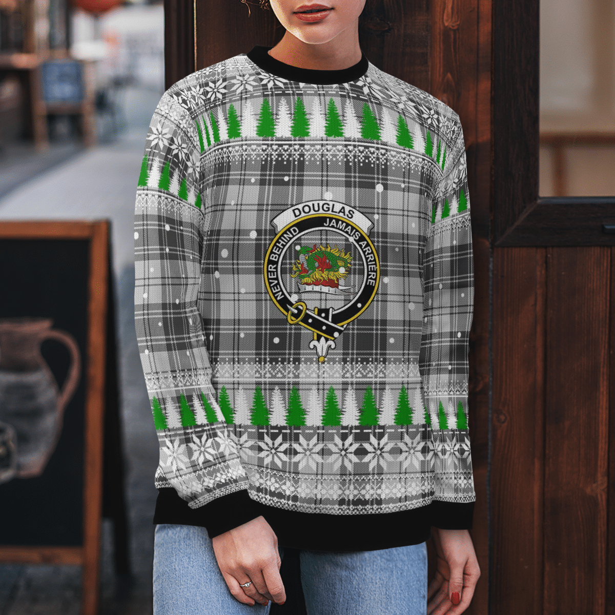 Clan Douglas Grey Modern Crest Tartan Christmas Ugly Sweater GC82 Douglas Grey Modern Crest Tartan Tartan Ugly Sweater   
