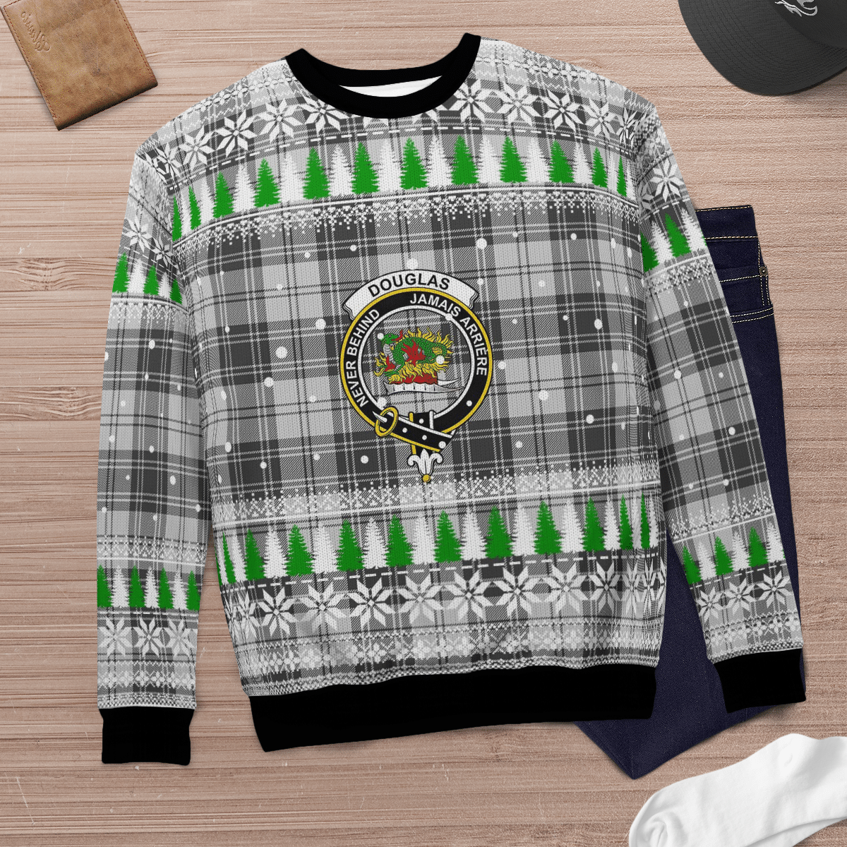 Clan Douglas Grey Modern Crest Tartan Christmas Ugly Sweater GC82 Douglas Grey Modern Crest Tartan Tartan Ugly Sweater   