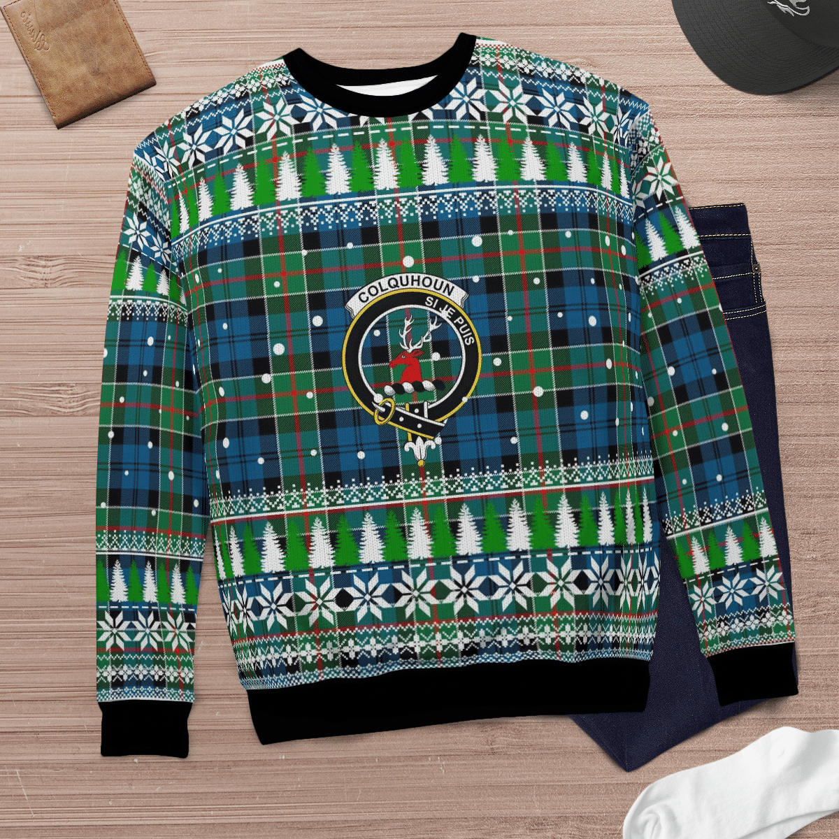 Clan Colquhoun Ancient Crest Tartan Christmas Ugly Sweater UZ70 Colquhoun Ancient Crest Tartan Tartan Ugly Sweater   