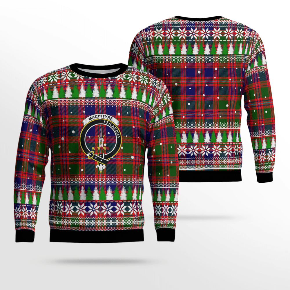 Clan MacIntyre Modern Crest Tartan Christmas Ugly Sweater PQ54 MacIntyre Modern Crest Tartan Tartan Ugly Sweater   