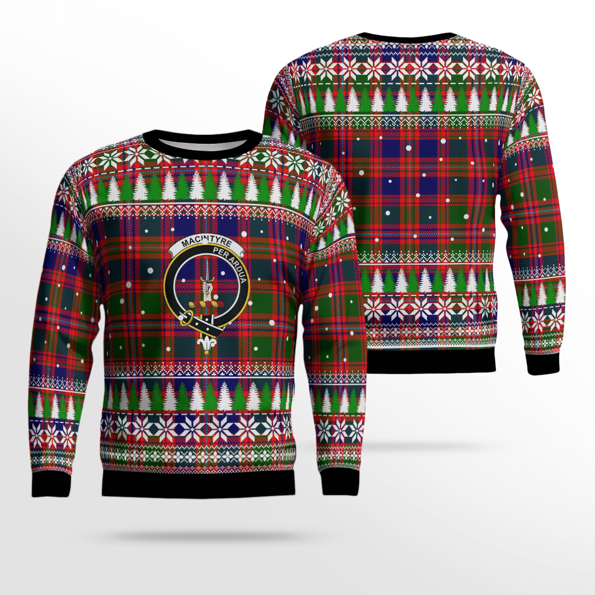 Clan MacIntyre Modern Crest Tartan Christmas Ugly Sweater PQ54 MacIntyre Modern Crest Tartan Tartan Ugly Sweater   