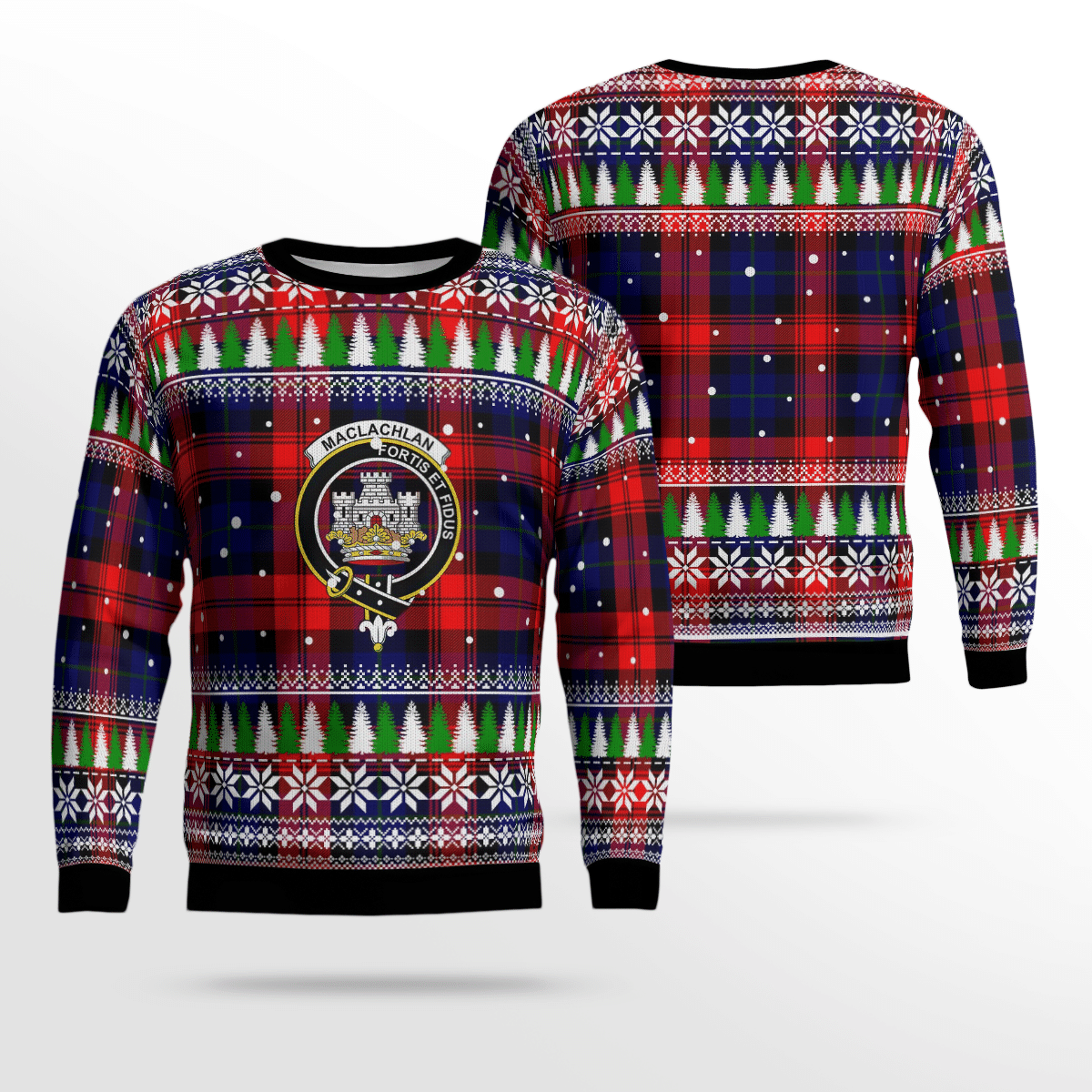 Clan MacLachlan Modern Crest Tartan Christmas Ugly Sweater JH24 MacLachlan Modern Crest Tartan Tartan Ugly Sweater   