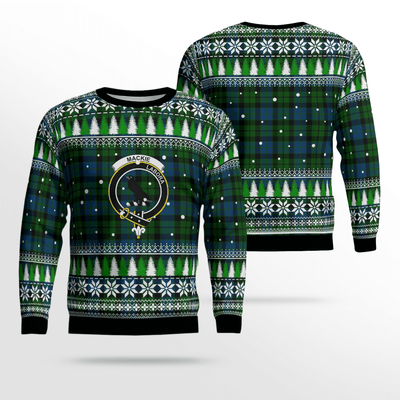 Clan MacKie Crest Tartan Christmas Ugly Sweater