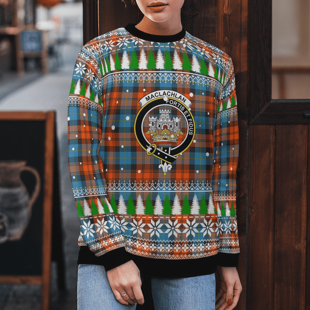 Clan MacLachlan Ancient Crest Tartan Christmas Ugly Sweater WB57 MacLachlan Ancient Crest Tartan Tartan Ugly Sweater   