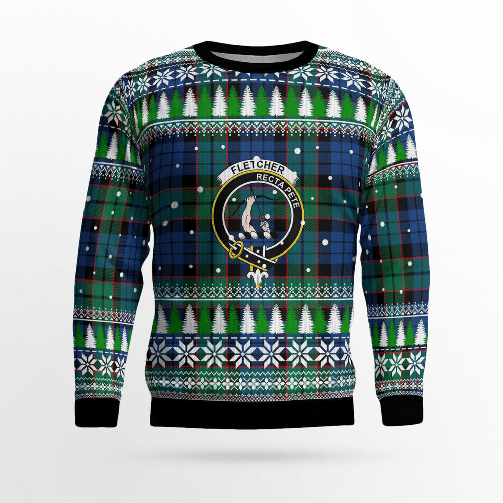 Clan Fletcher Ancient Crest Tartan Christmas Ugly Sweater NG42 Fletcher Ancient Crest Tartan Tartan Ugly Sweater   