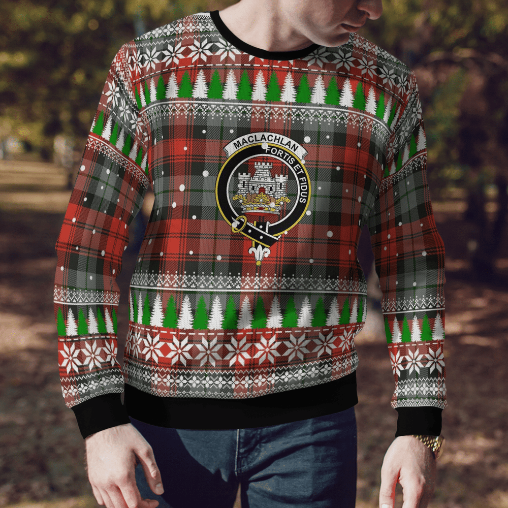 Clan MacLachlan Weathered Crest Tartan Christmas Ugly Sweater MB27 MacLachlan Weathered Crest Tartan Tartan Ugly Sweater   