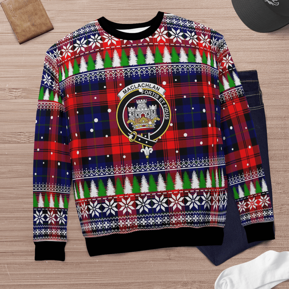 Clan MacLachlan Modern Crest Tartan Christmas Ugly Sweater JH24 MacLachlan Modern Crest Tartan Tartan Ugly Sweater   