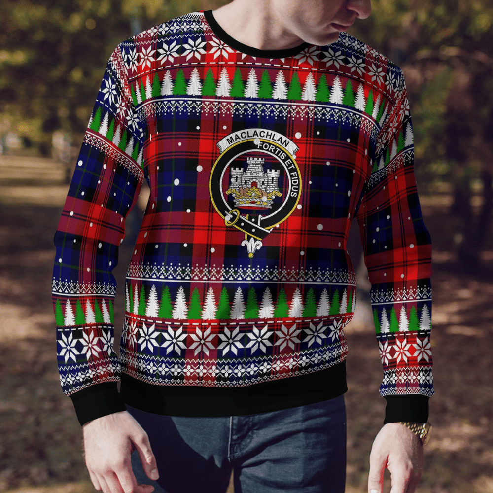 Clan MacLachlan Modern Crest Tartan Christmas Ugly Sweater JH24 MacLachlan Modern Crest Tartan Tartan Ugly Sweater   