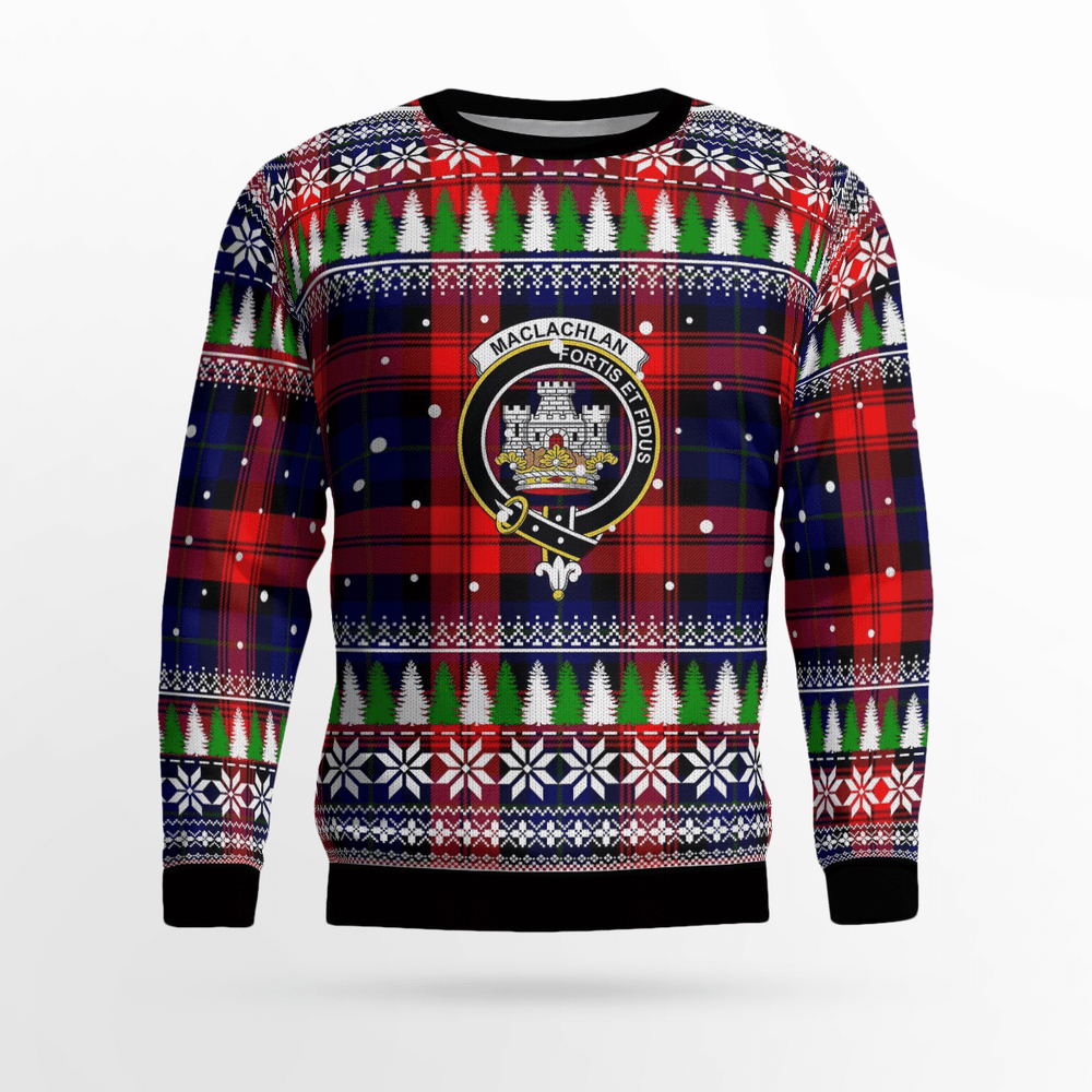 Clan MacLachlan Modern Crest Tartan Christmas Ugly Sweater JH24 MacLachlan Modern Crest Tartan Tartan Ugly Sweater   