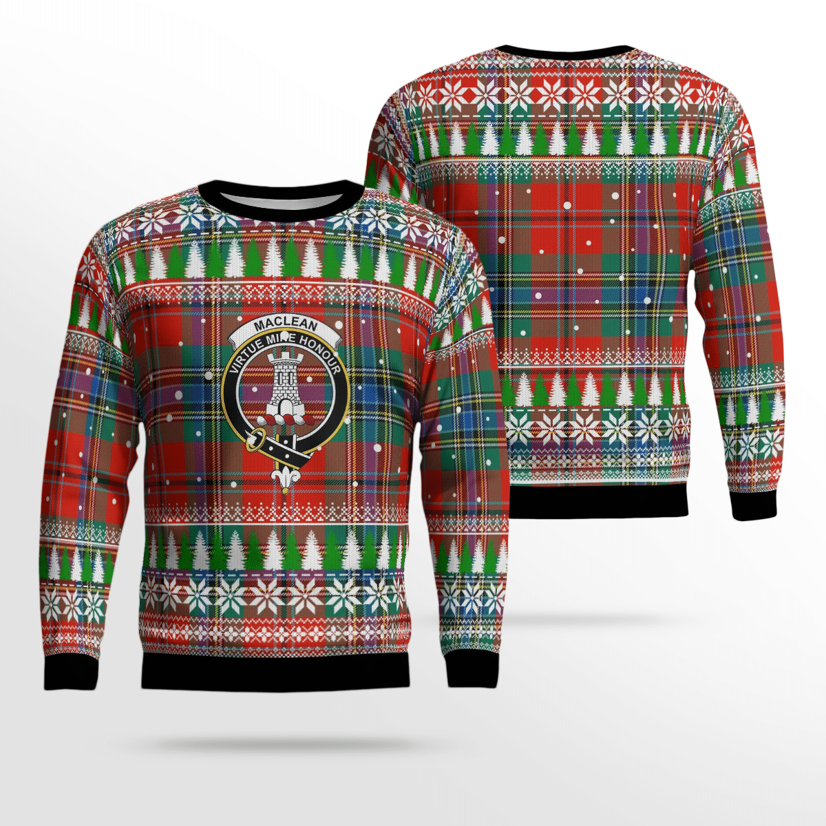 Clan MacLean of Duart Ancient Crest Tartan Christmas Ugly Sweater FO93 MacLean of Duart Ancient Crest Tartan Tartan Ugly Sweater   