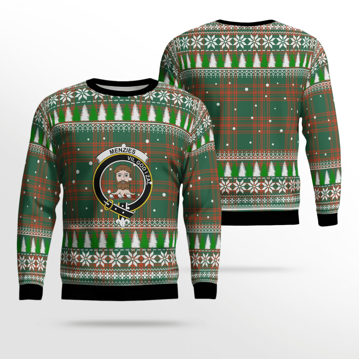 Clan Menzies Green Ancient Crest Tartan Christmas Ugly Sweater KI63 Menzies Green Ancient Crest Tartan Tartan Ugly Sweater   