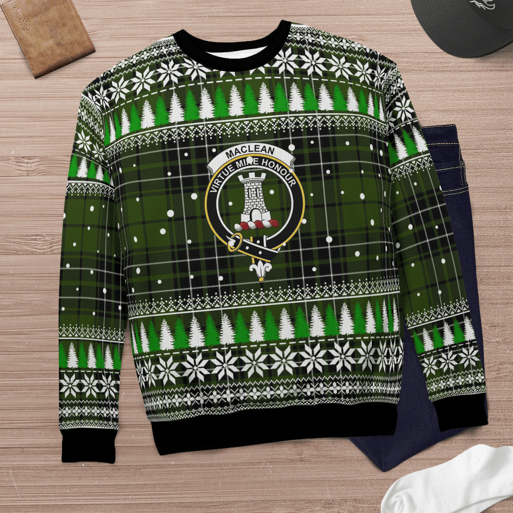 Clan MacLean Hunting Crest Tartan Christmas Ugly Sweater KJ75 MacLean Hunting Crest Tartan Tartan Ugly Sweater   