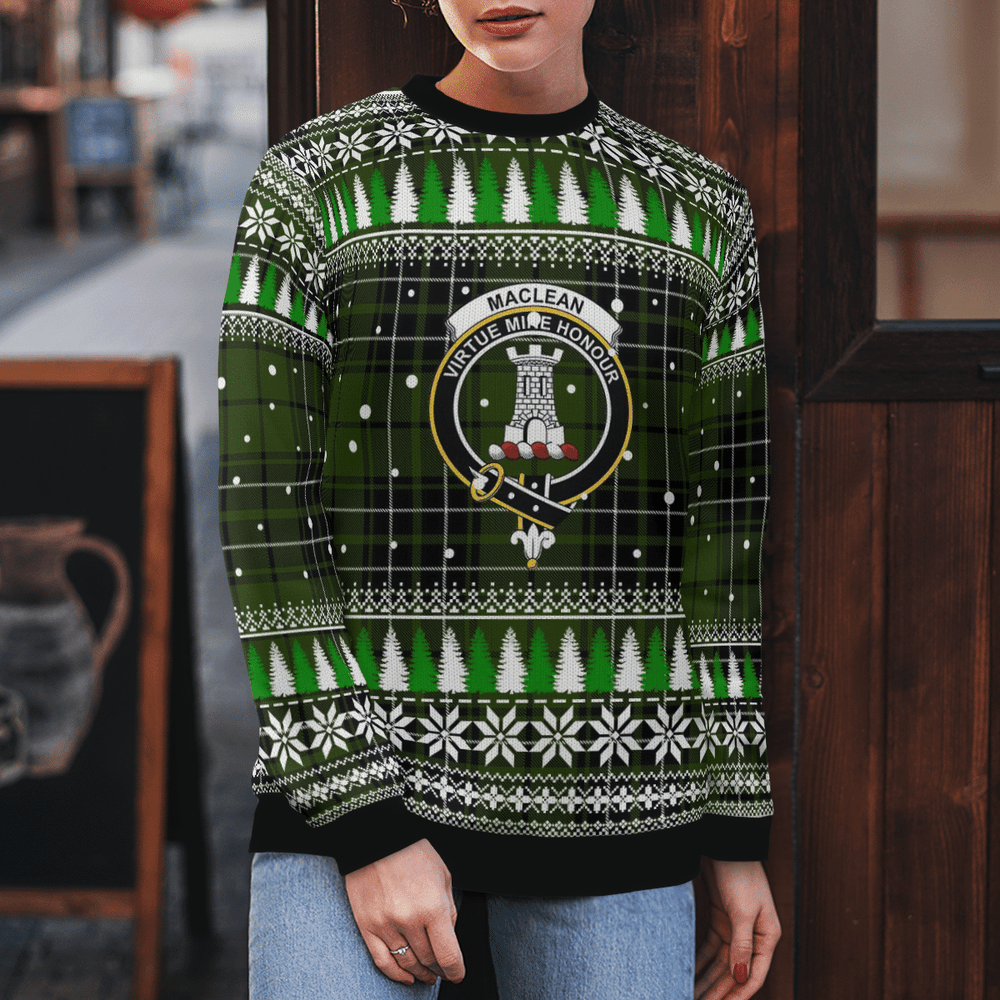Clan MacLean Hunting Crest Tartan Christmas Ugly Sweater KJ75 MacLean Hunting Crest Tartan Tartan Ugly Sweater   