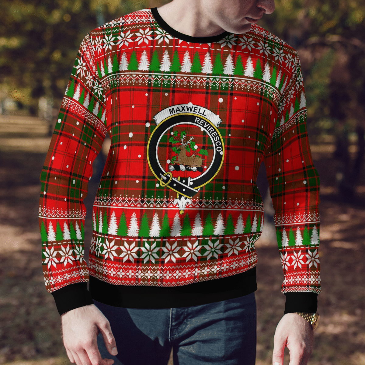Clan Maxwell Modern Crest Tartan Christmas Ugly Sweater BK49 Maxwell Modern Crest Tartan Tartan Ugly Sweater   
