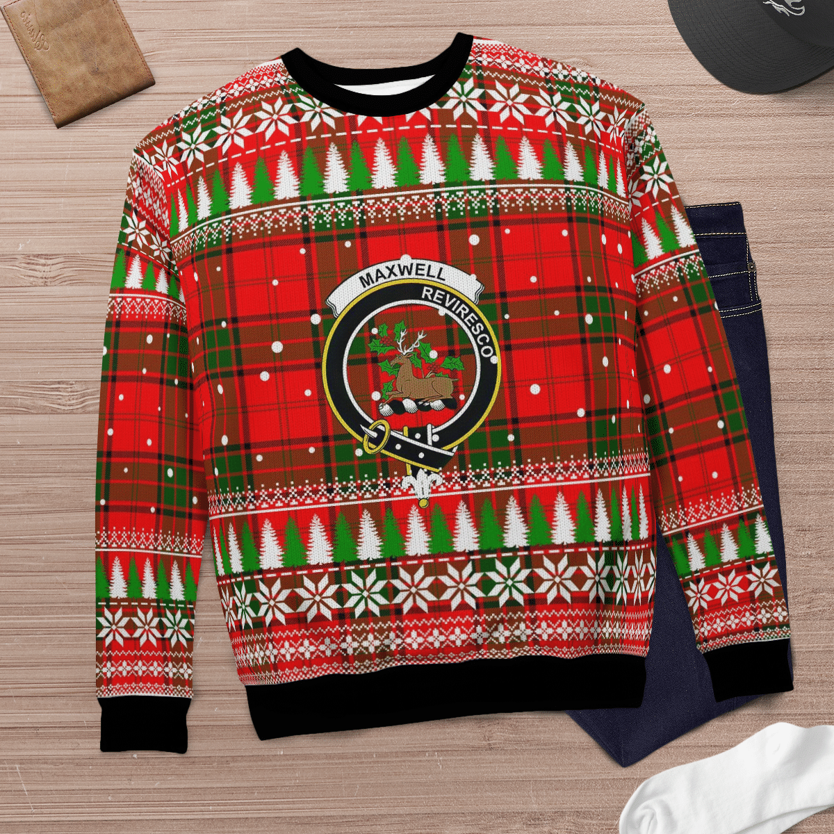 Clan Maxwell Modern Crest Tartan Christmas Ugly Sweater BK49 Maxwell Modern Crest Tartan Tartan Ugly Sweater   