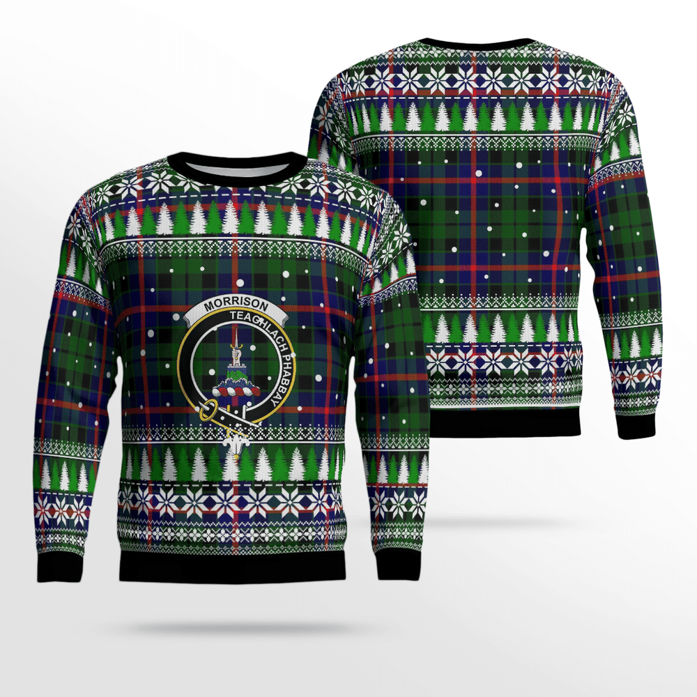 Clan Morrison Modern Crest Tartan Christmas Ugly Sweater OF96 Morrison Modern Crest Tartan Tartan Ugly Sweater   